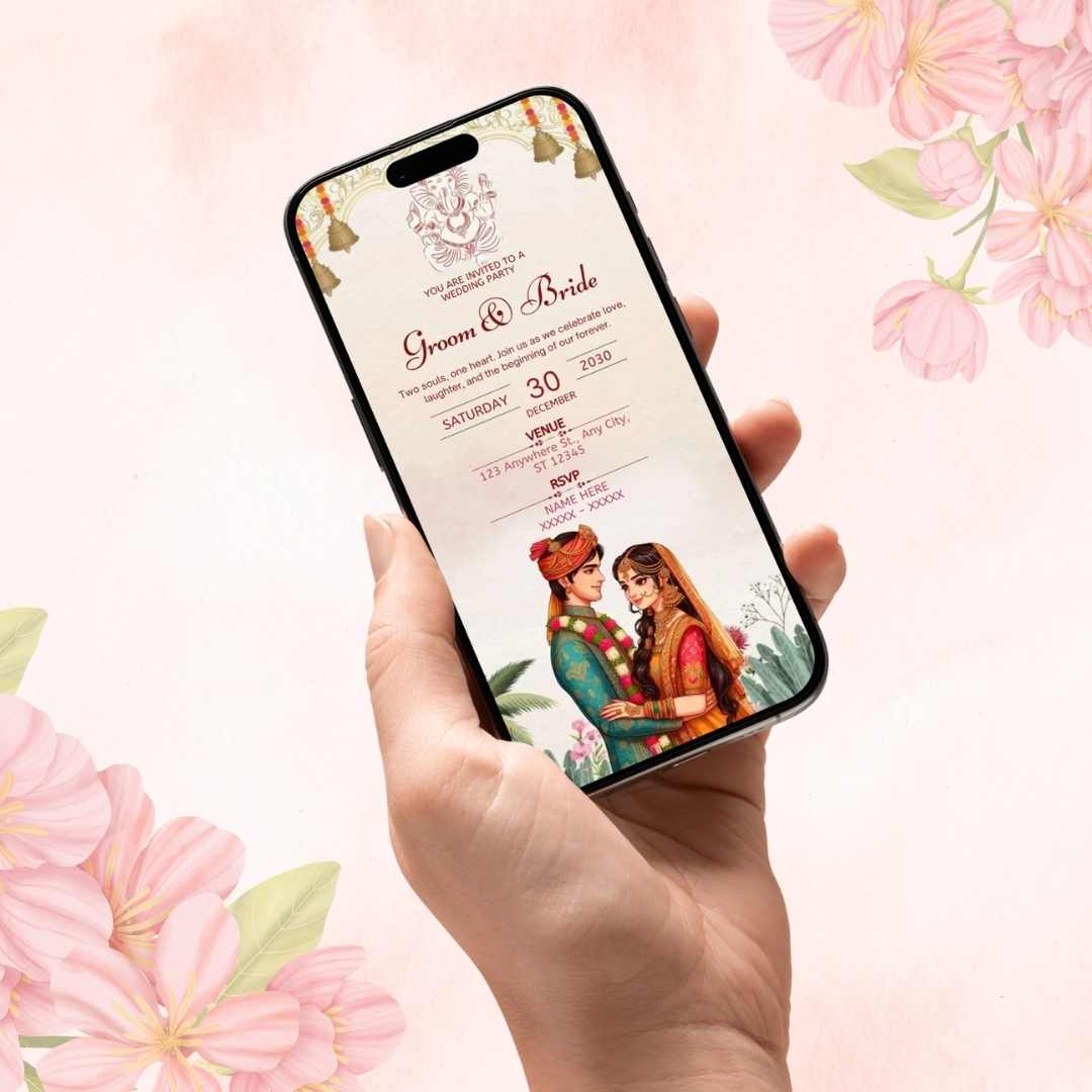 Marathi Wedding Invitation Card | पारंपरिक व आकर्षक लग्नपत्रिका | E-invite(DB-WWIC-0009)