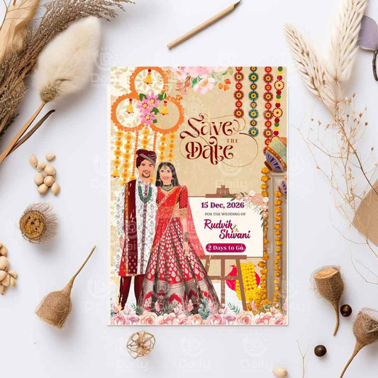 Save the Date Personalized Caricature – Wedding Invitation Video (DB-WSTD-0001)