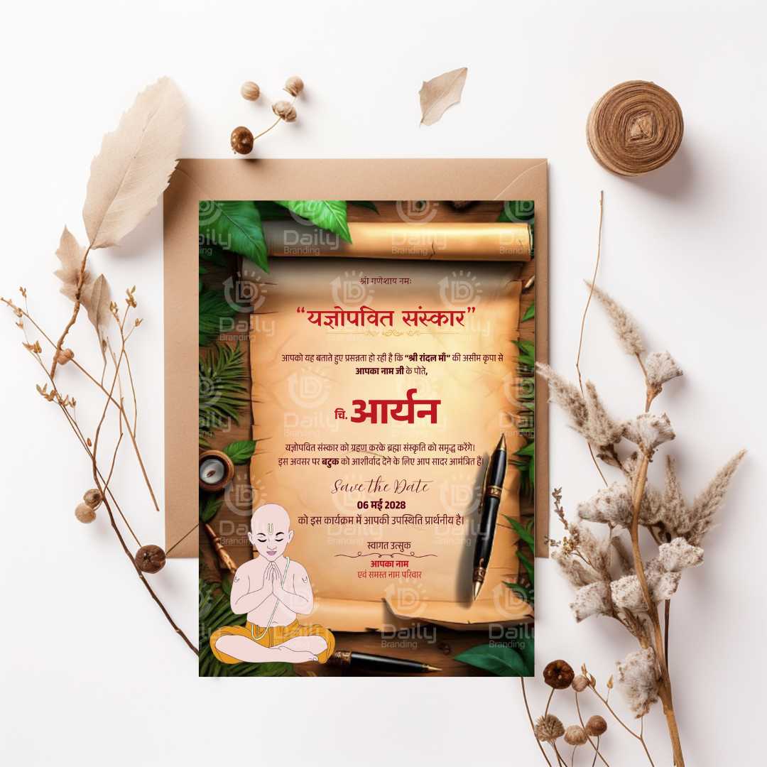 Yagnopavit sanskar invitation card | Sacred Thread Ceremony Invite in Hindi