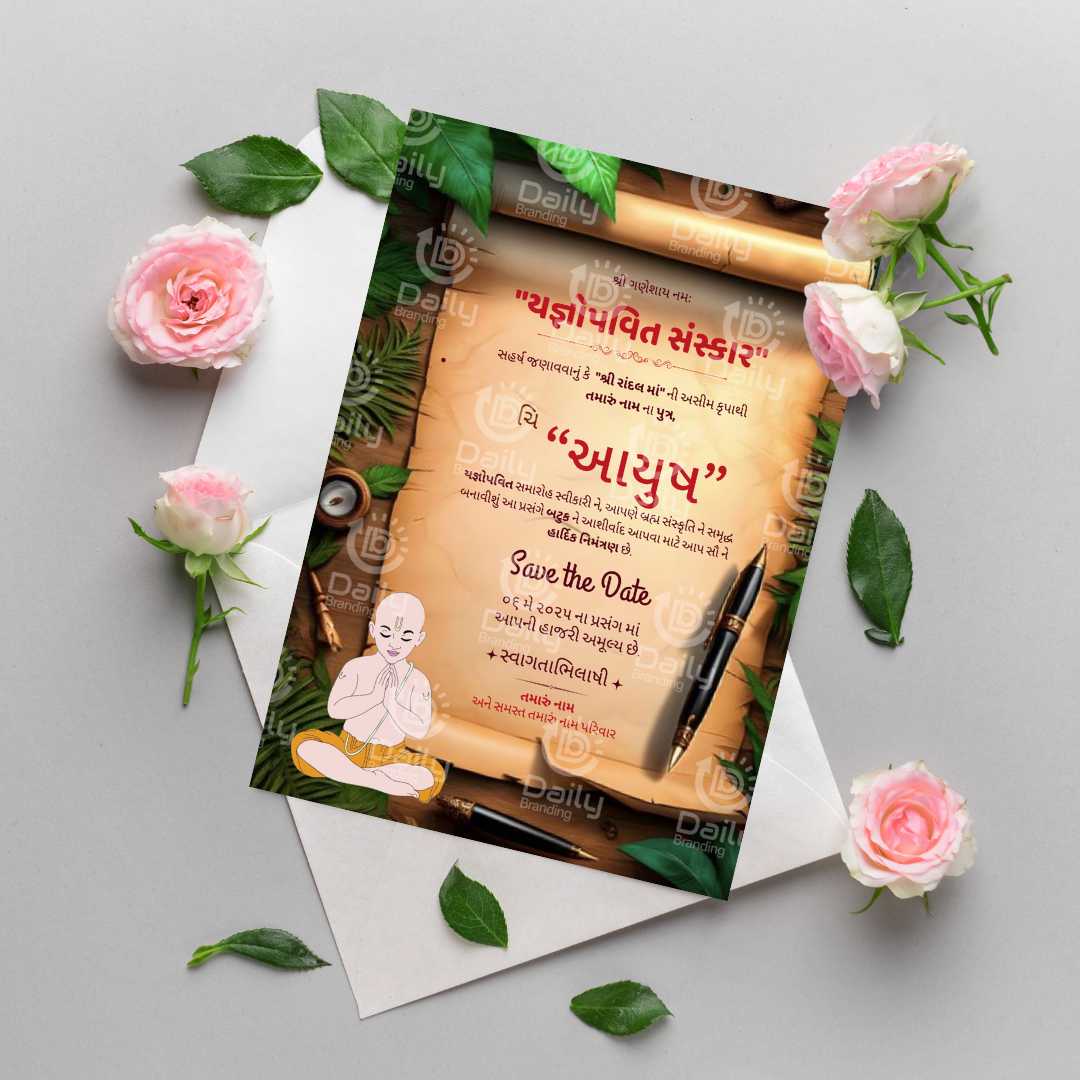 Yagnopavit Sanskar Invitation Card in Gujarati (યજ્ઞોપવિત સંસ્કાર)
