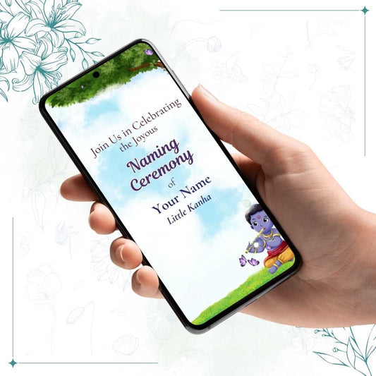 Krishna-Themed Baby Naming Ceremony Invitation Video | Namkaran Baby Boy