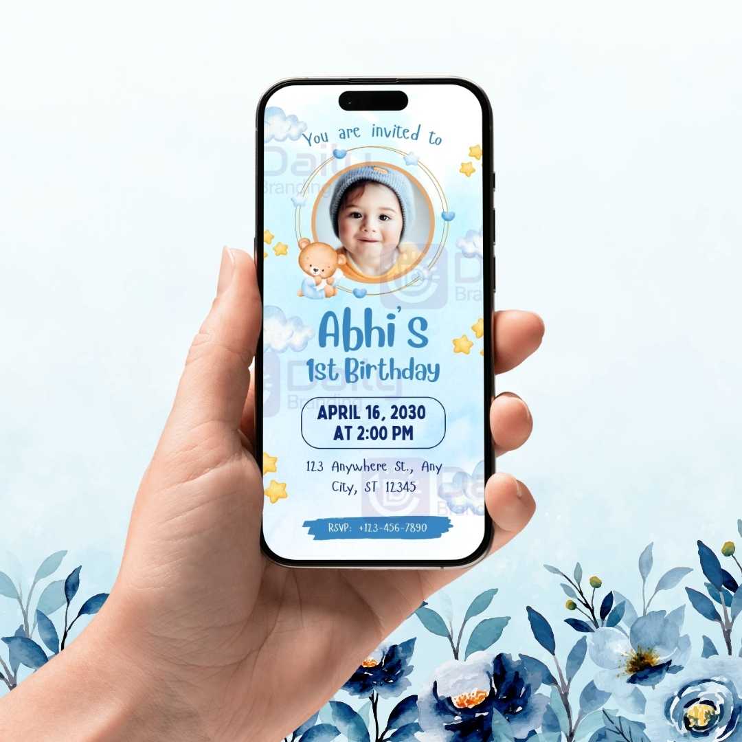 Clouds & Stars Kids Birthday Invitation Card (DB-BBIC-0003)