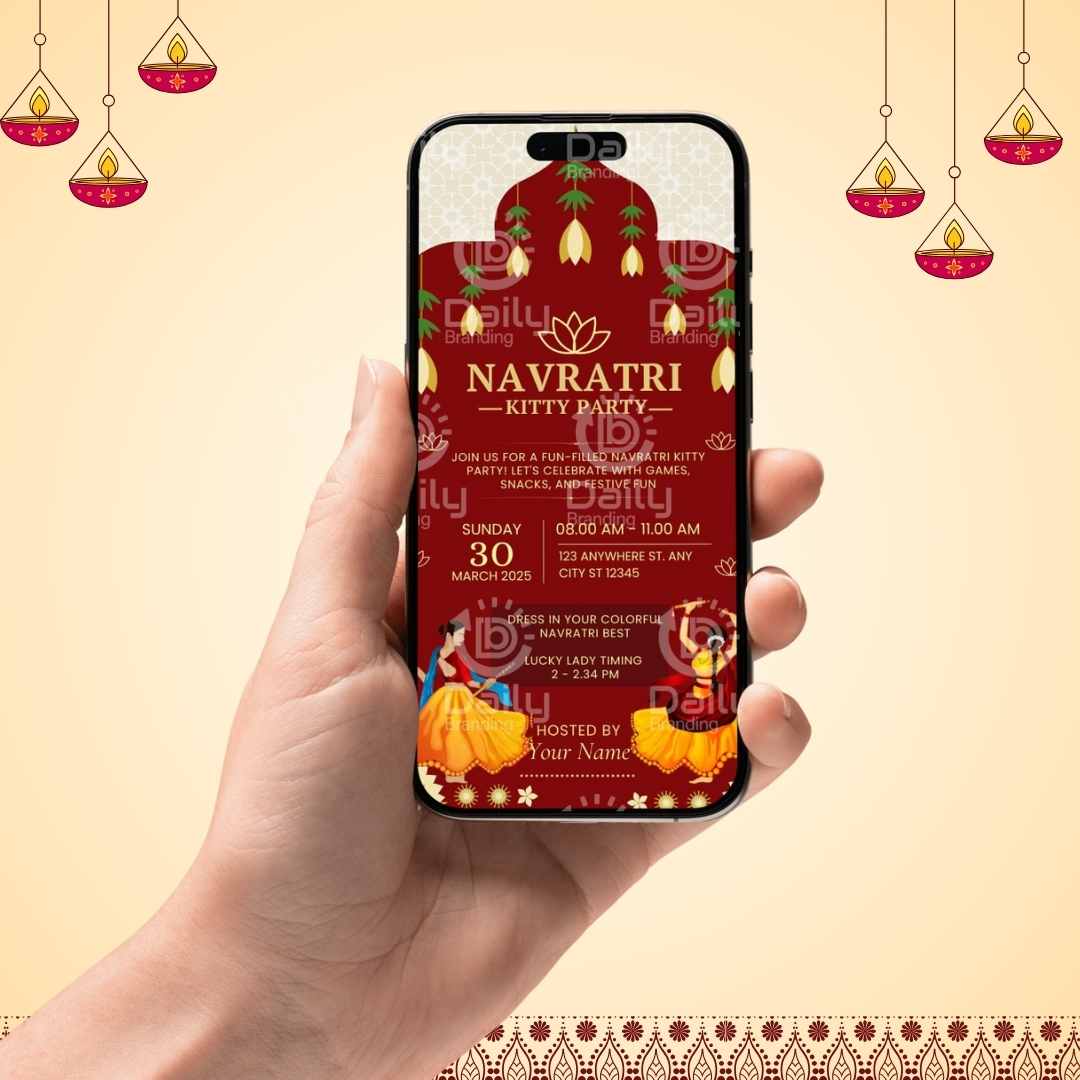Navratri Theme Kitty Party Invitation (DB-BKPI-0005)