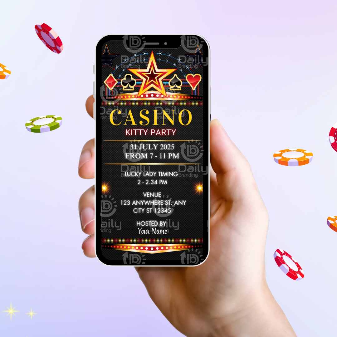 Casino Theme Kitty Party Invitation | Kitty Party Digital Invite (DB-BKPI-0006)