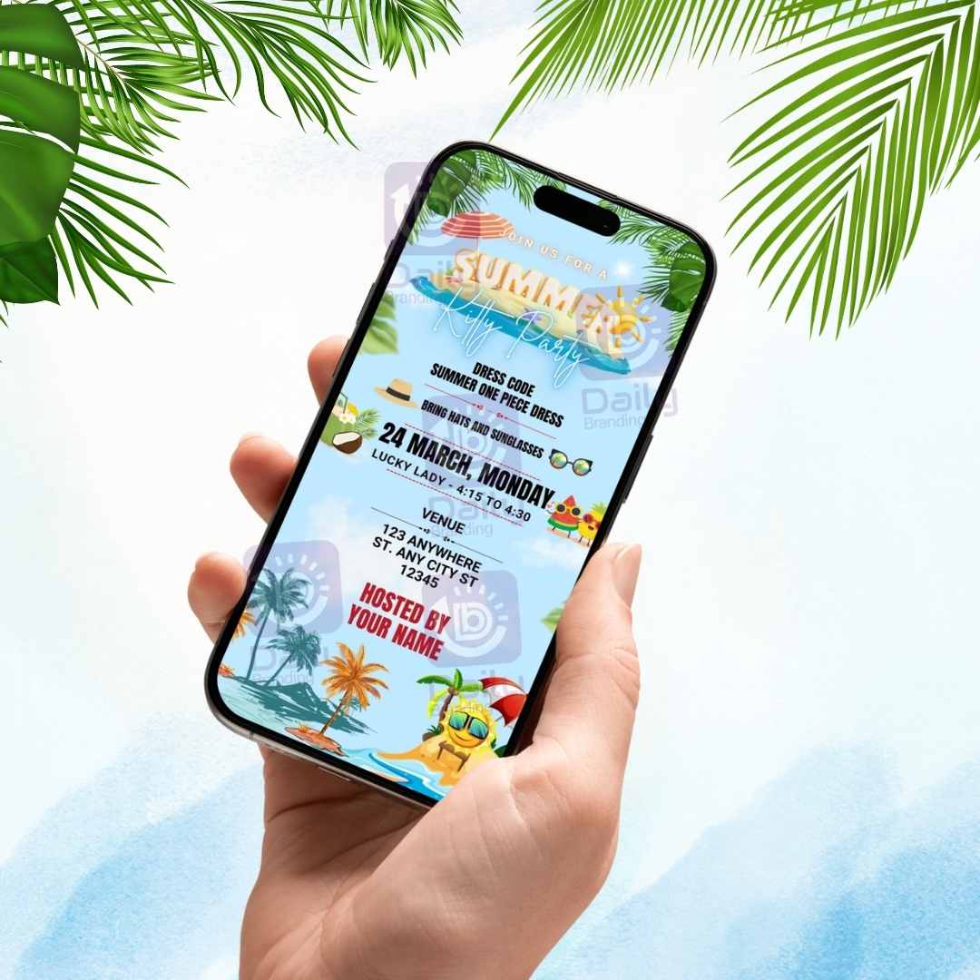 Summer Theme Kitty Party Invitation | Fun & Vibrant Digital Invite (DB-BKPI-0008)