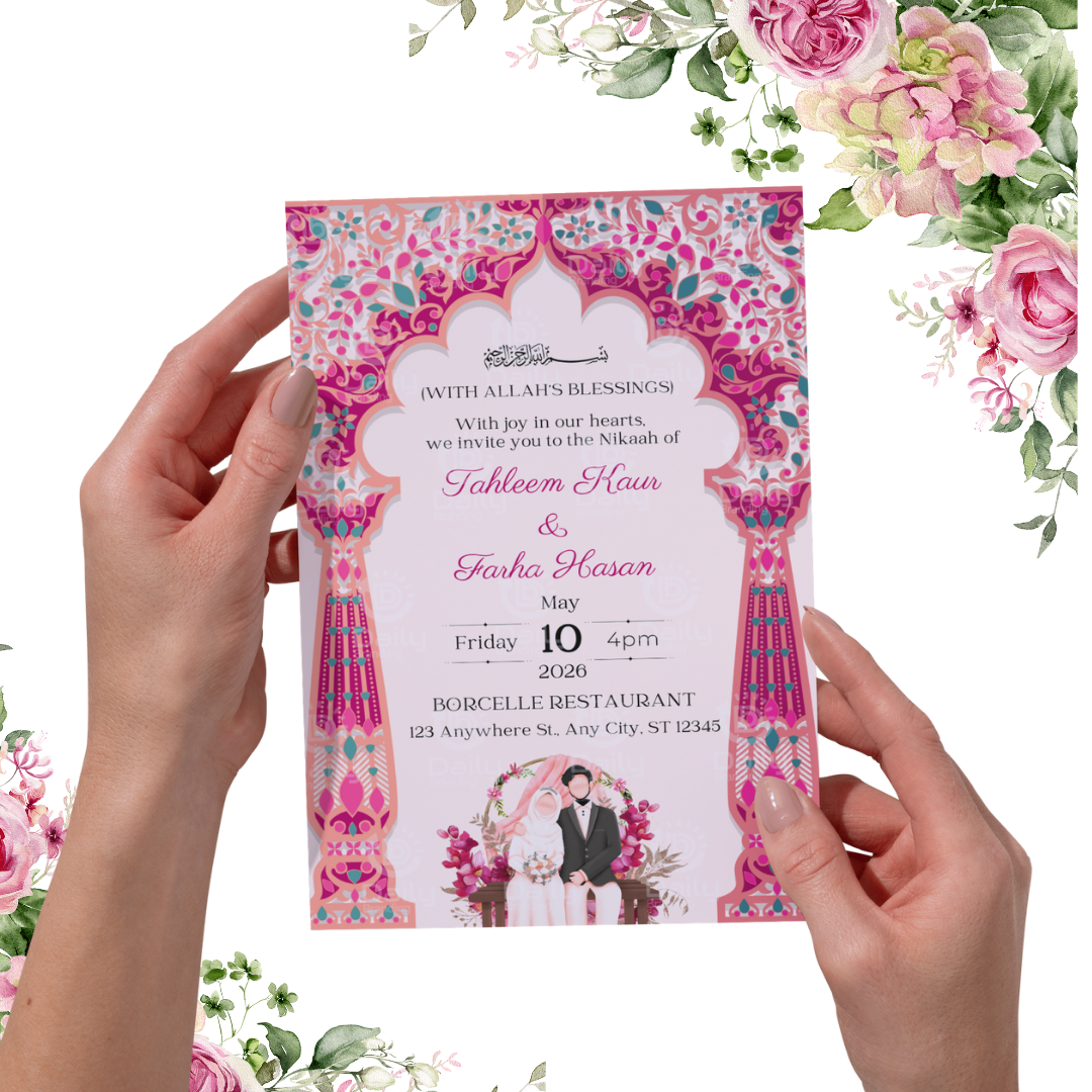 Wedding Invitation Card | Elegant & Personalized Digital Invite | Traditional Muslim Wedding Invitations