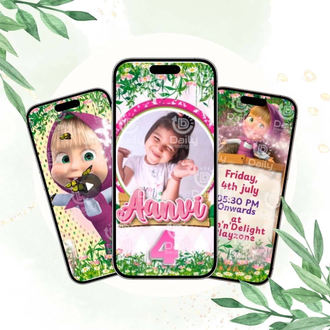 Masha and the Bear Birthday Invitation Video | Custom Digital Invite for WhatsApp