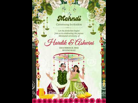 Mehndi Ceremony Invitation Video | Personalized Caricature Digital Invite