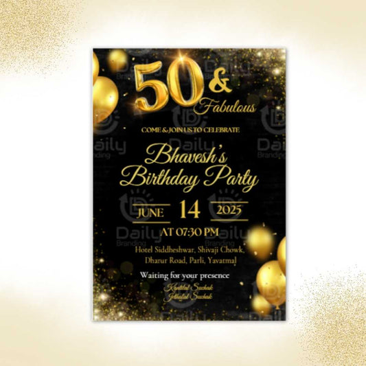 50th Birthday Invitation Card | Golden Jubilee Digital Invite