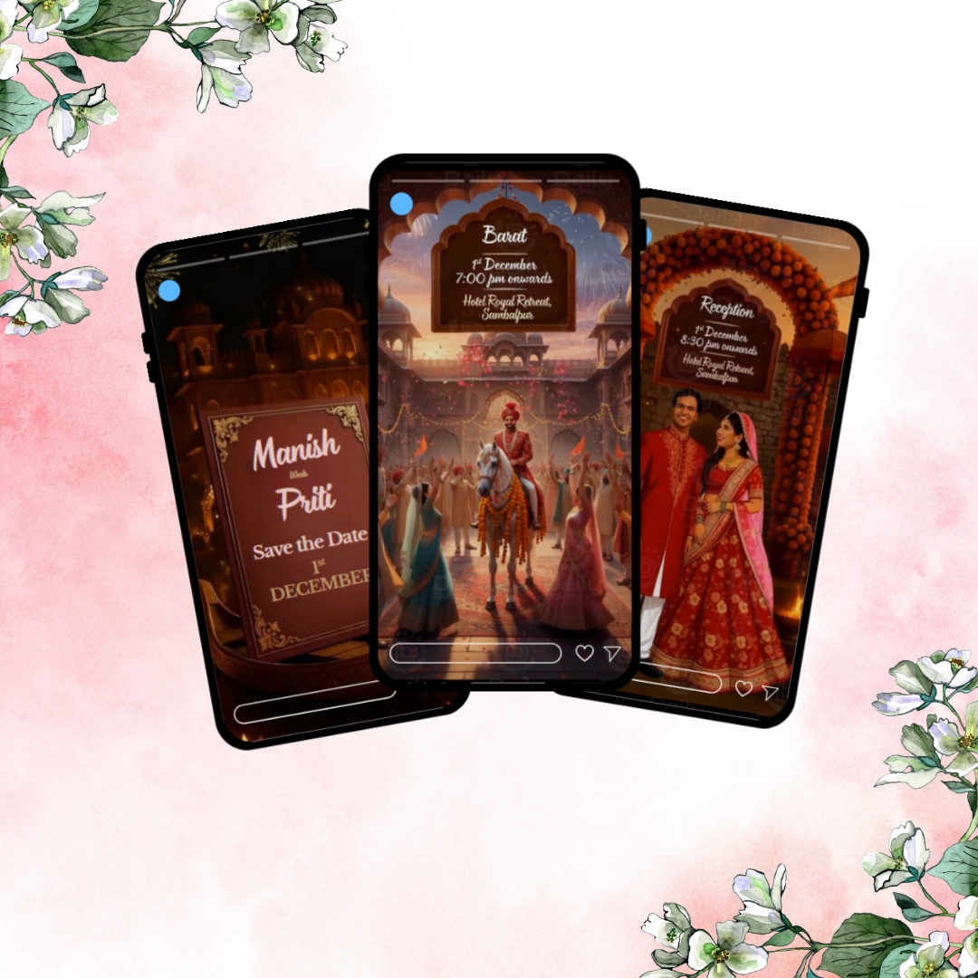 Save The Date AI Wedding Invitation Video | Modern Digital Wedding E-Invite | HD Animated Video