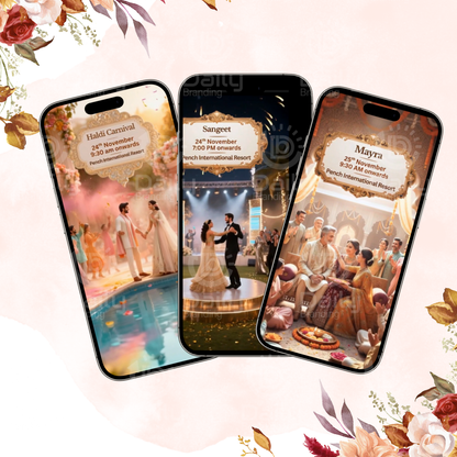 Digital Multi-Event Wedding Invitation Video | Bollywood Night to Reception | Elegant Wedding E- Invite | Wedding Video