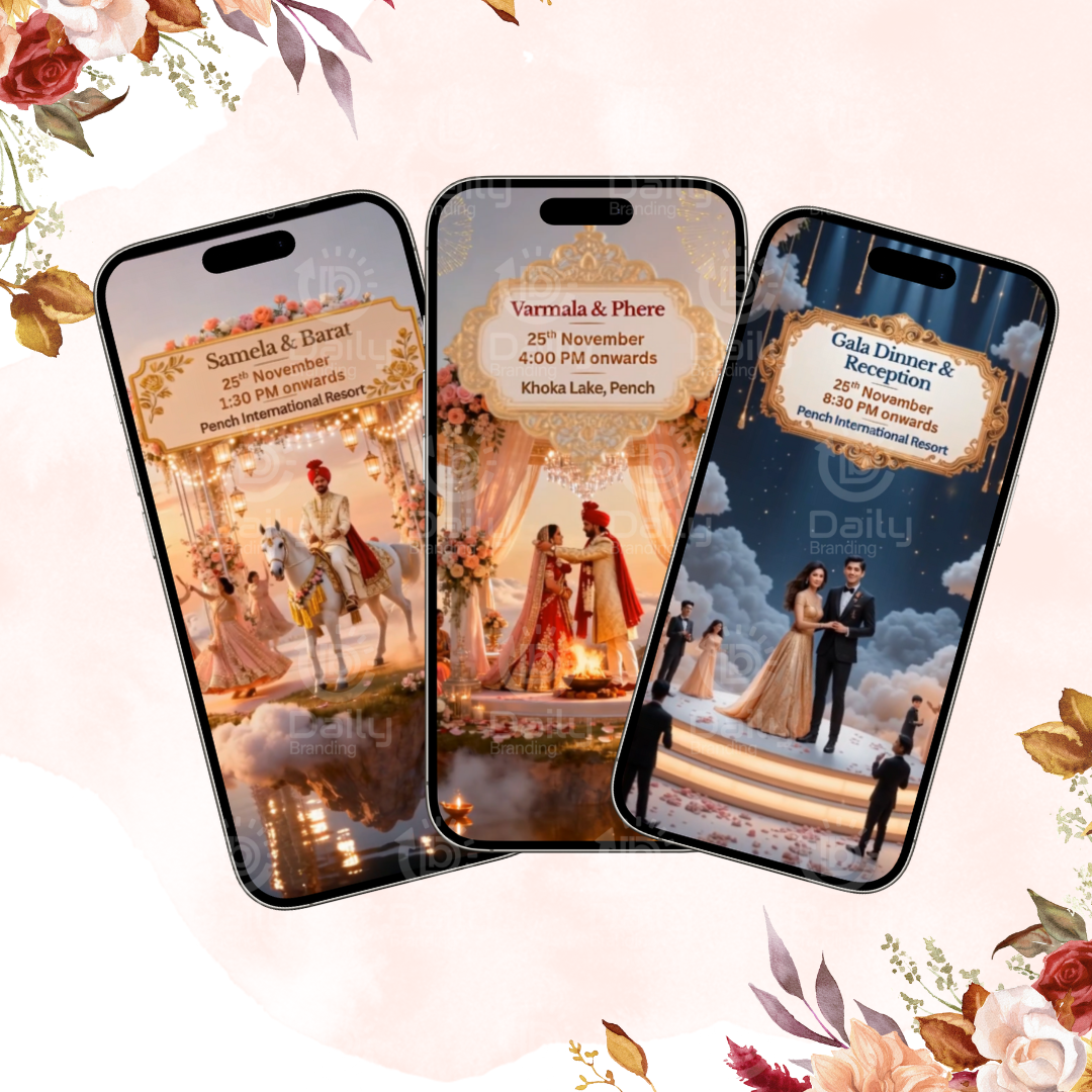 Digital Multi-Event Wedding Invitation Video | Bollywood Night to Reception | Elegant Wedding E- Invite | Wedding Video