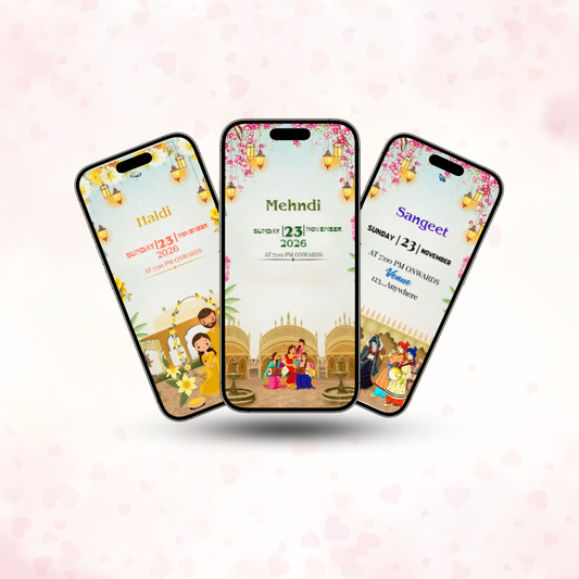 Multi-Event Save the Date Wedding Invite | Haldi–Mehendi–Sangeet | Traditional Pre-Wedding Invite