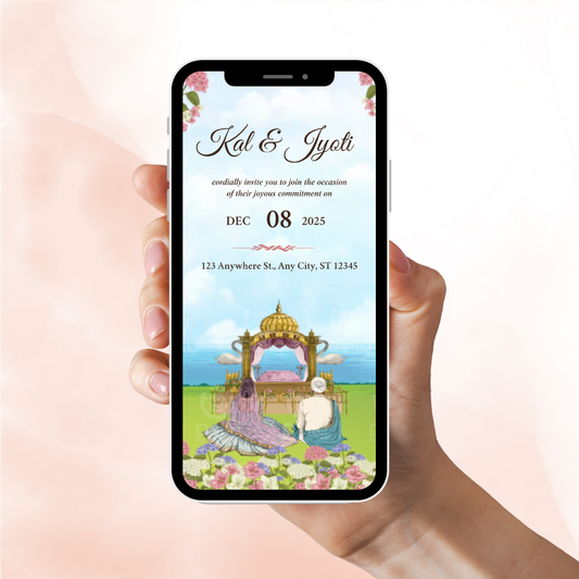 Save The Date Wedding Invitation Video | Modern Digital Wedding E-Invite | HD Animated Video Card