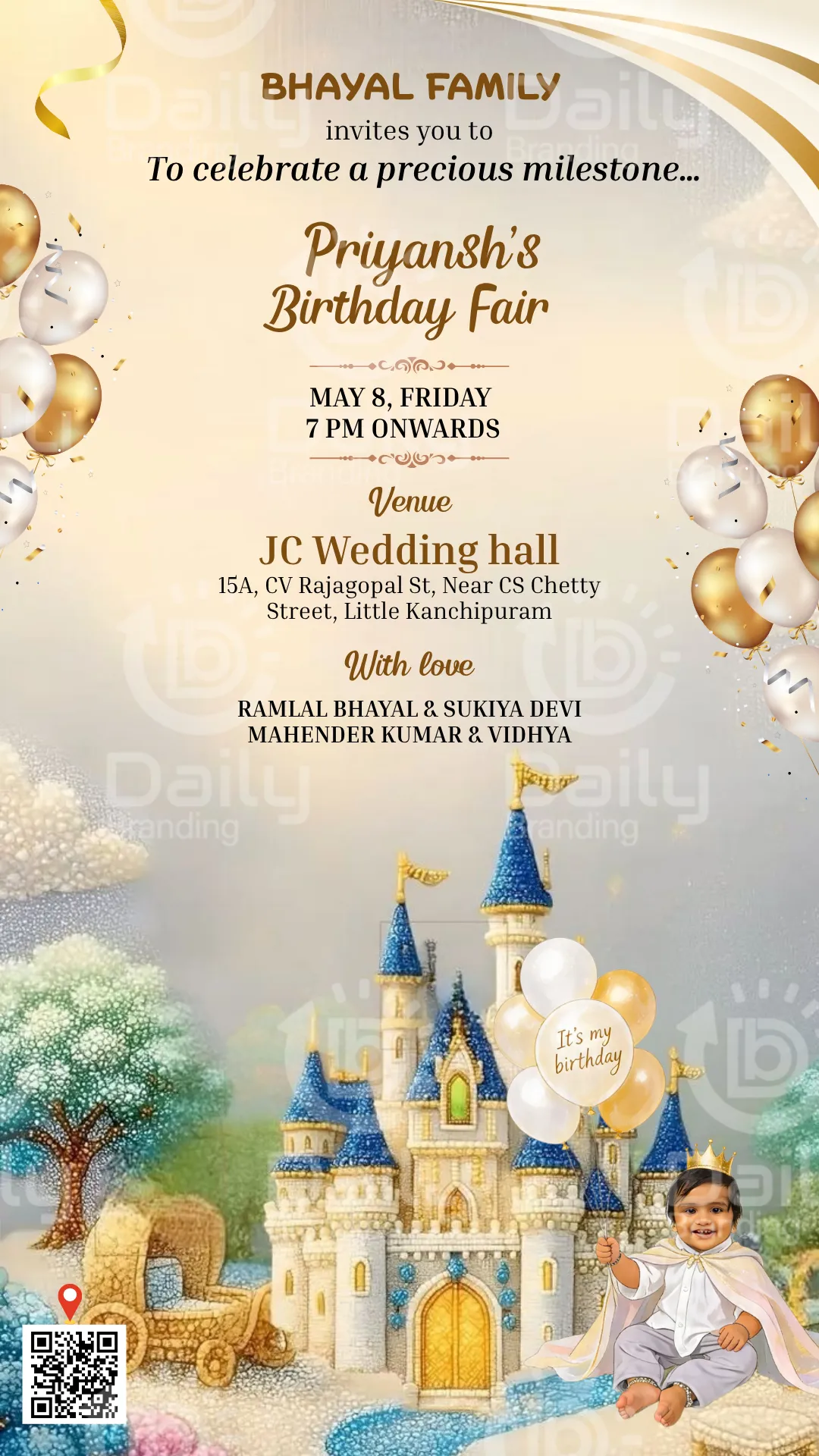 AI Birthday Invitation Video | Royal Prince Castle Theme for Baby Boy | DBI 01