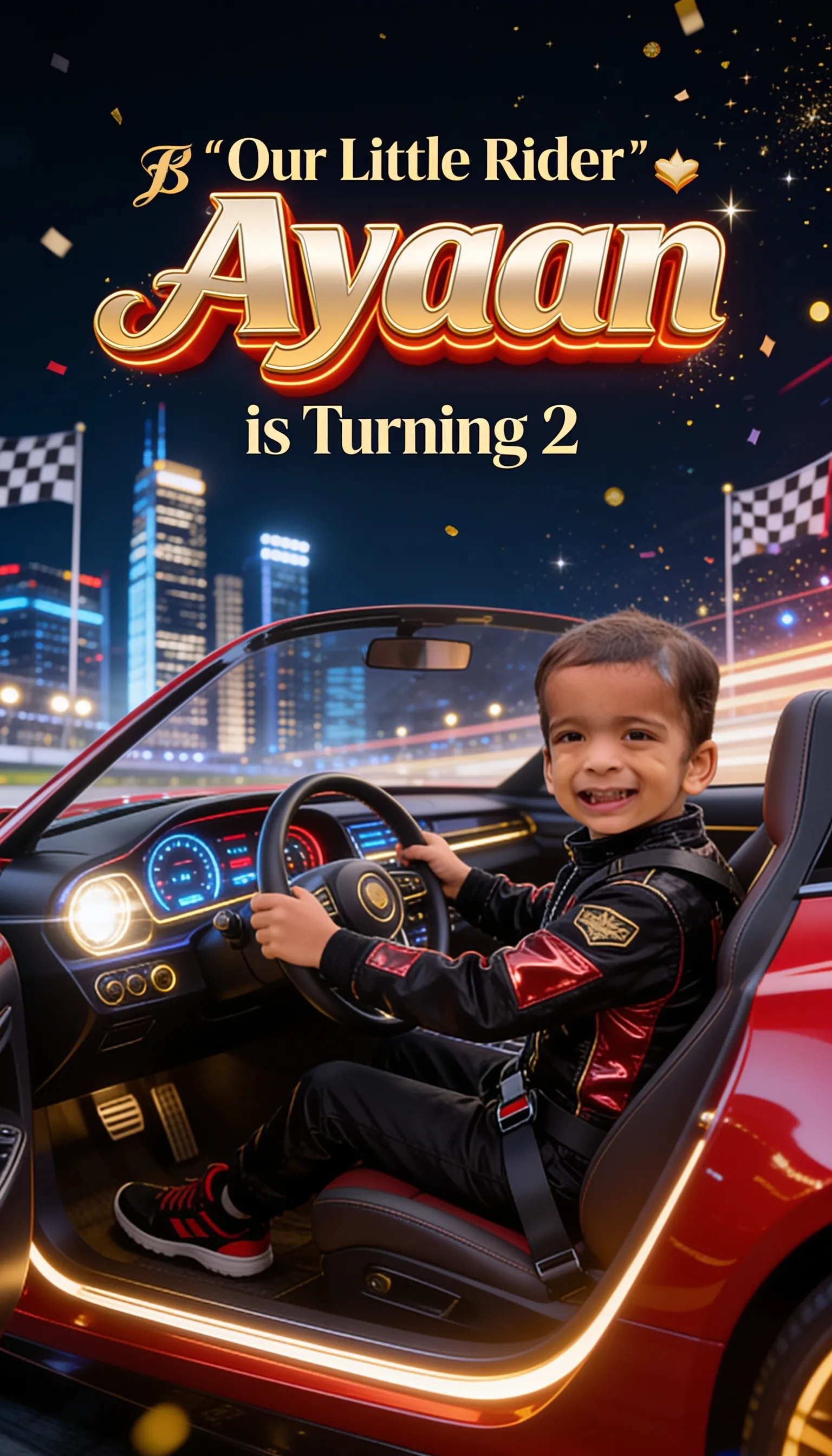 Car Theme AI Birthday Invitation Video with Customised Face | DBI-22 Alternate