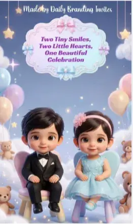 Twins Birthday Invitation Video | Custom Digital E-Invite