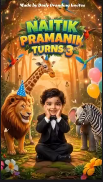 AI Birthday Invitation Video | Jungle safari Theme Kids Birthday Invite | DBI -10  Alternate