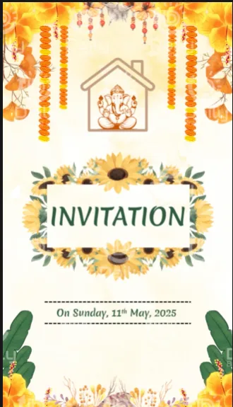 Griha Pravesh Invitation Video | Floral Marigold Housewarming Theme | DBI 04