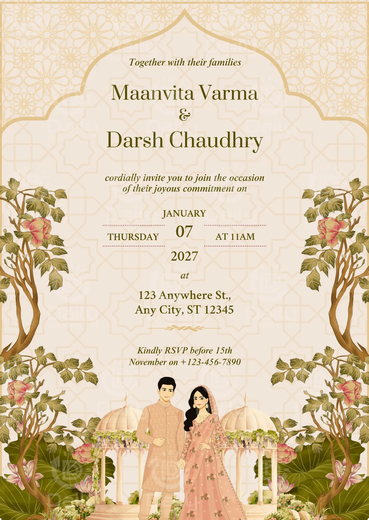 Botanical Wedding Invitation Card | Custom Couple Invite